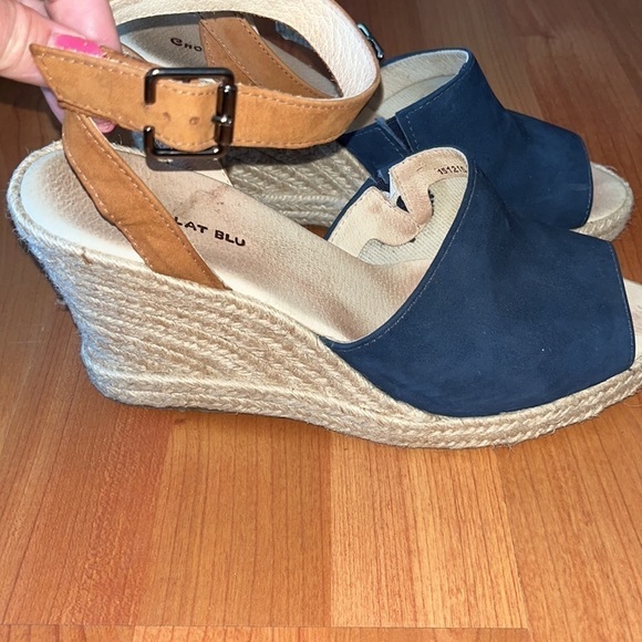 Chocolat Blu women’s navy blue and brown suede espadrilles Size 41 US 11 - Picture 4 of 8